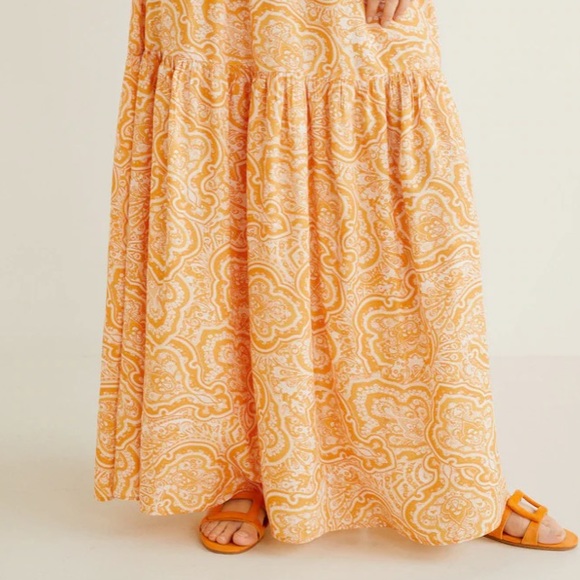 Mango Long Maxi Boho Flare Paisley Skirt S M - Picture 5 of 6